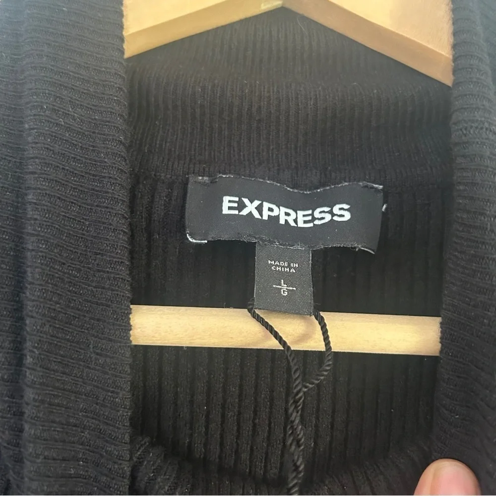 Express Black Ribbed Sweater Large Neutral Casual Comfy Stretch - Picture 2 of 6